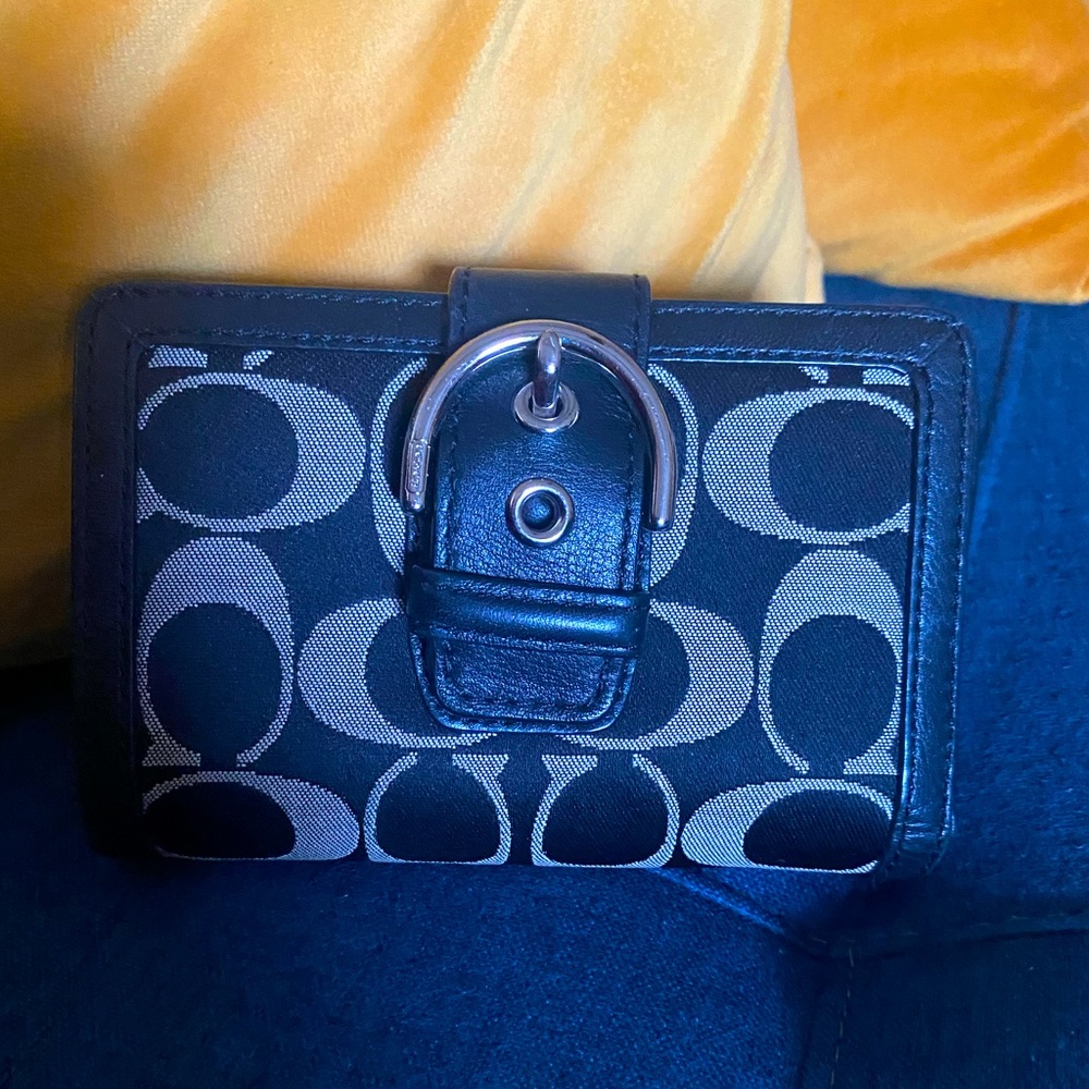 Gently Used Small Coach Black Signature Wallet